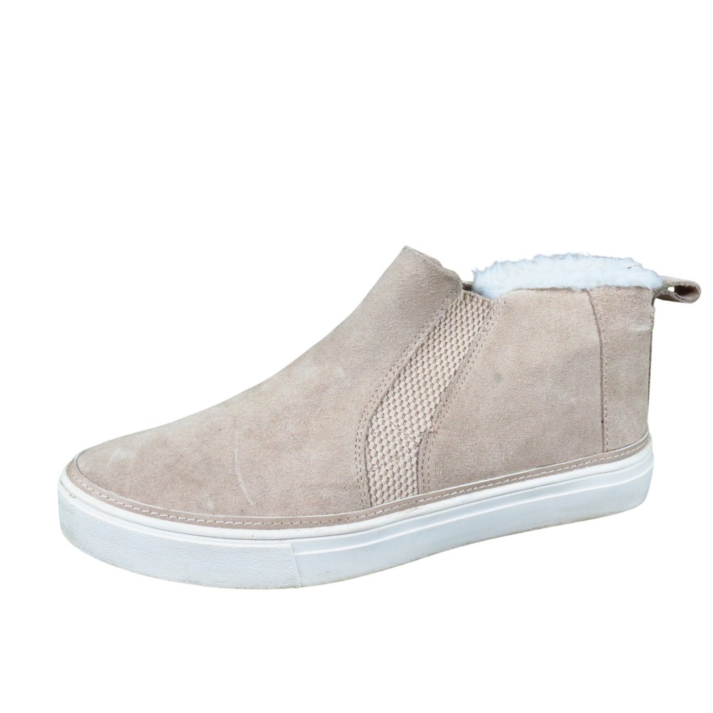 TOMS Bryce Women Sneaker Bootie Size 8.5 Winter Fashion Taupe Suede Faux Fur